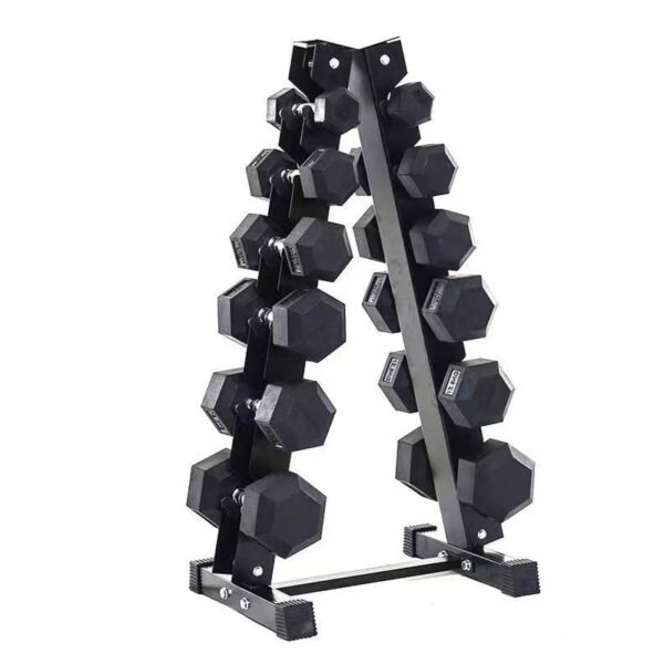 LY-HXD Black Rubber Hexagonal Dumbbells Gym/Home Use Exercise Set ...